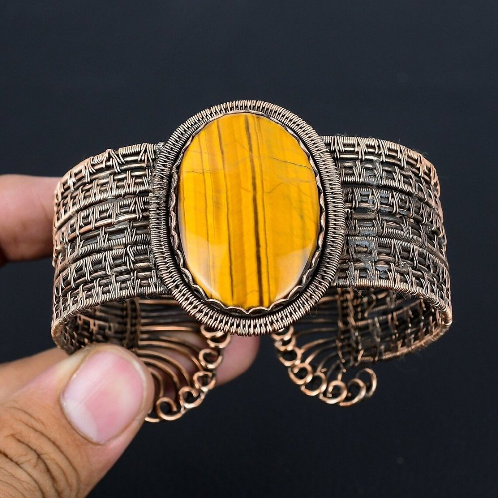 Tiger Eye Copper Cuff Bracelet